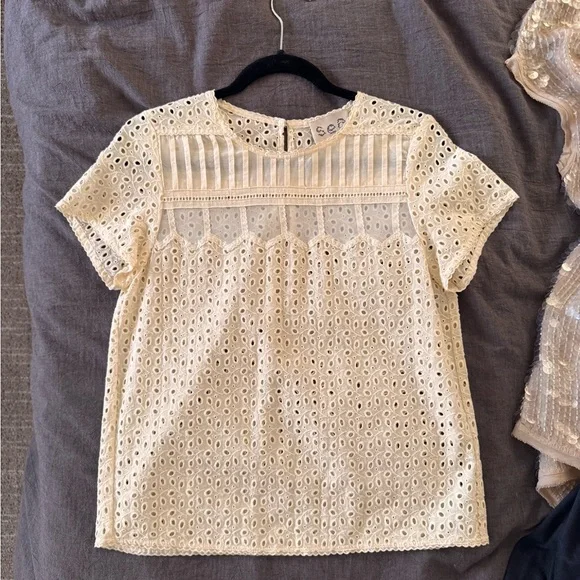 Sea New York Cream Eyelet Blouse - Picture 1 of 7
